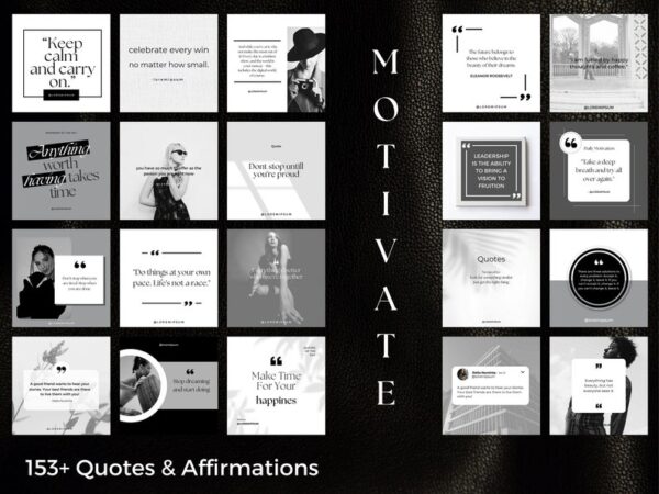 ULTIMATE 1000+ Instagram Templates - Minimal Noir Canva Templates - Black and White - Elegant- Instagram Content, Post, Stories Templates