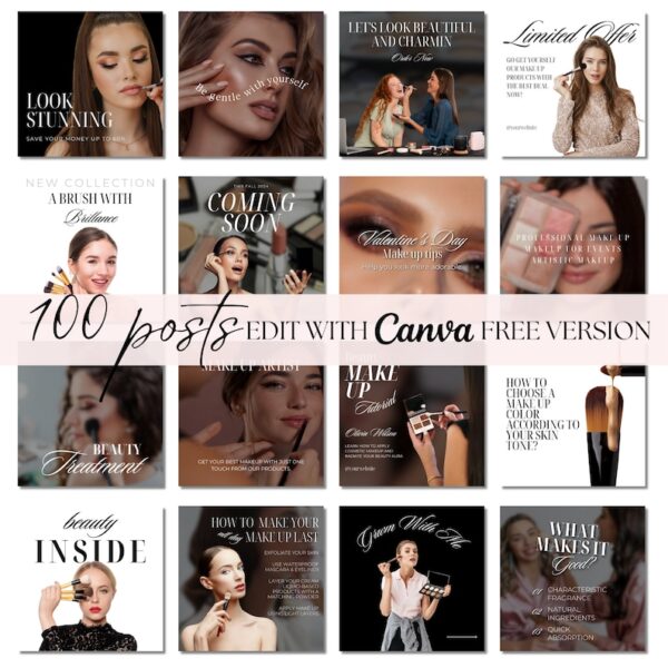 Canva Instagram Template for Makeup Artist and Skincare | Aesthetic beauty items | Beautician Facial Social Media Marketing and Design