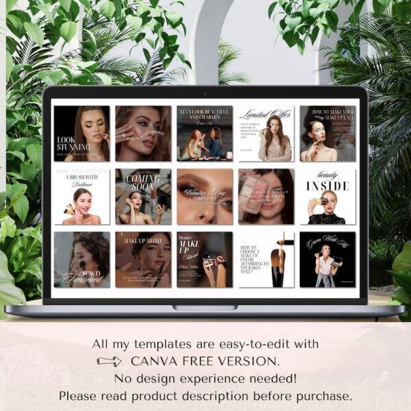 Canva Instagram Template for Makeup Artist and Skincare | Aesthetic beauty items | Beautician Facial Social Media Marketing and Design